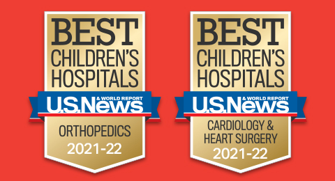 US News 2021-2022 Best Children's Hospital badges