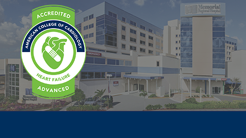 ACC heart failure accreditation seal with Memorial Regional Hospital background