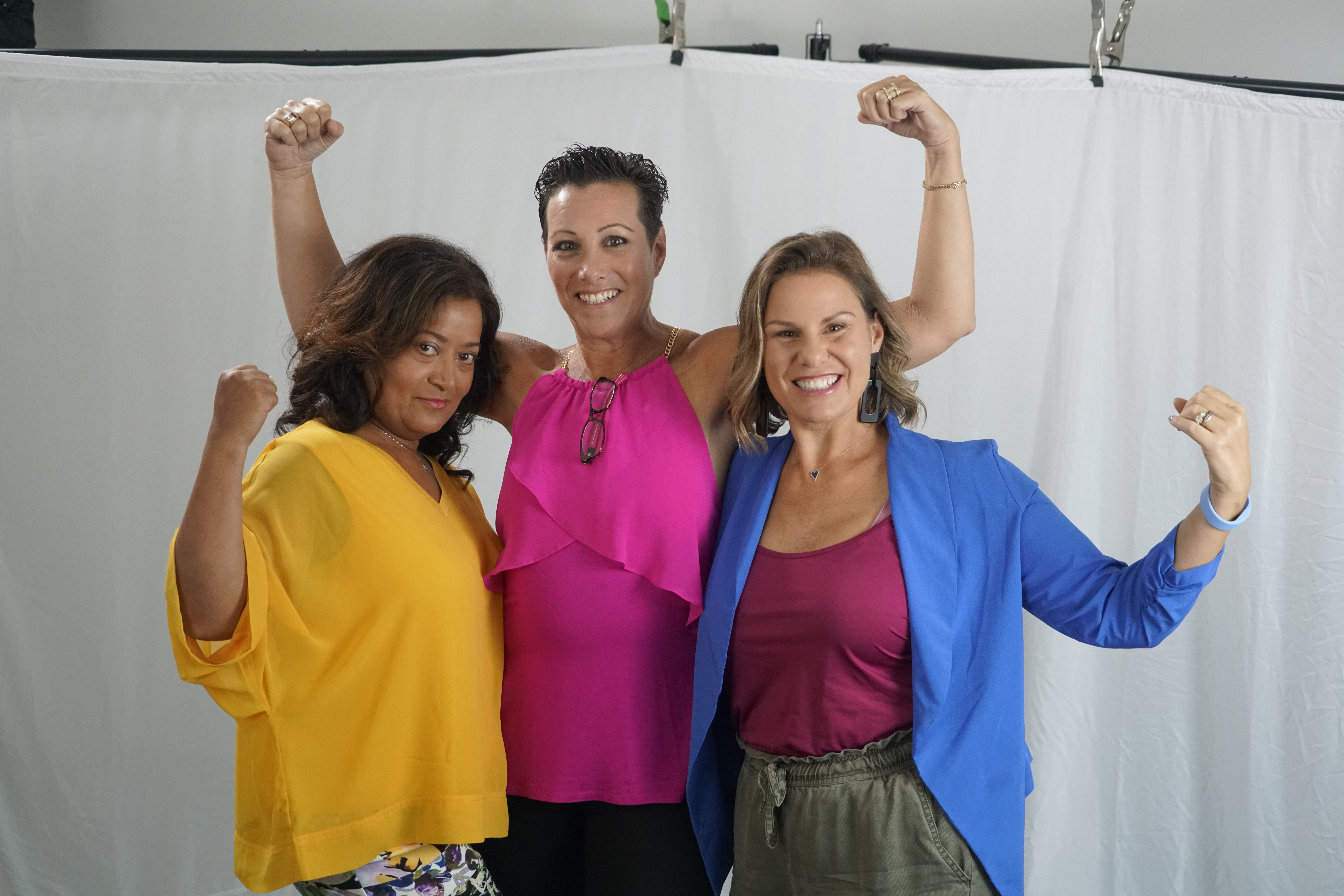 trio of pink angels cancer survivors
