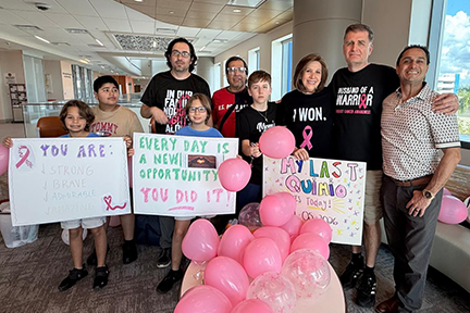 Patricia celebrating end of chemo with family at Memorial Cancer Institute